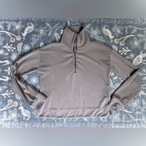 Athleta Women's Soft Tan Taupe Mock neck Quarter-Zip Sweatshirt